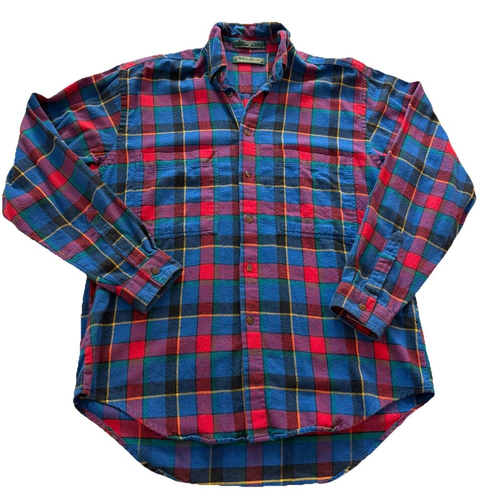 VTG Sutter Creek Levi Flannel Shirt Mens Med 80s Plaid Long Sleeve mariana USA